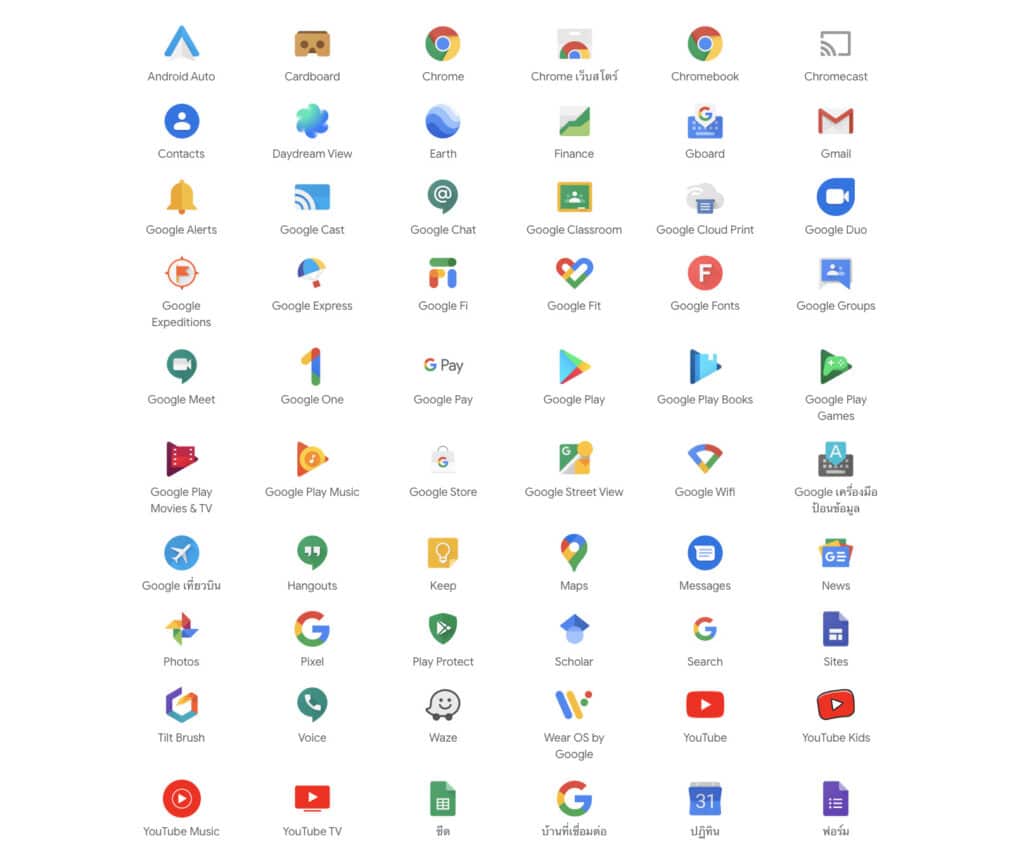 Example of Google Products