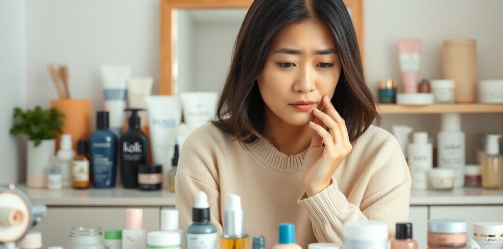 A_Woman_Upset_with_Skincare
