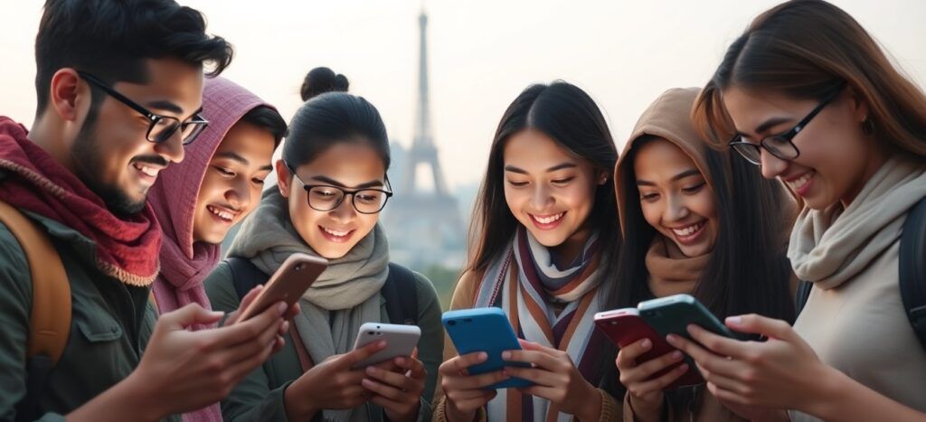 A_young_people_from_different_countries_using_smartphones A_young_people_from_different_countries_using_smartphones