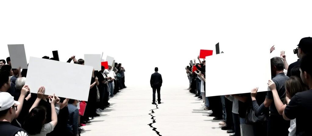 Cracked_line_between_two_crowds_holding_signs Cracked_line_between_two_crowds_holding_signs