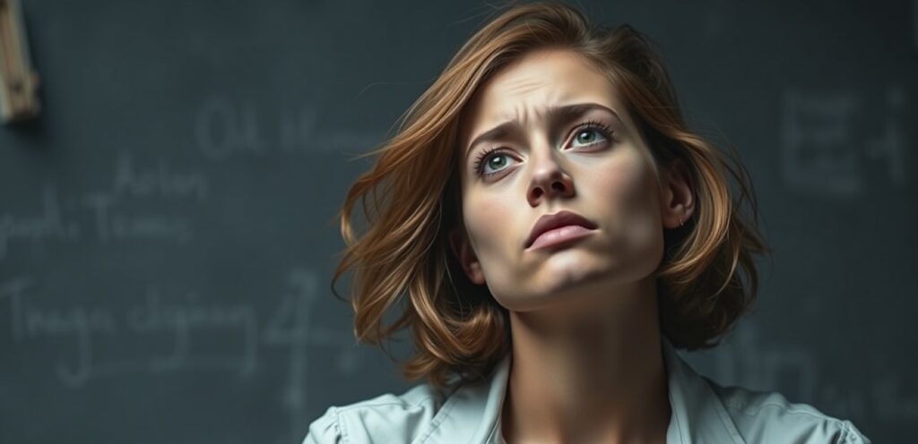 A Stress Woman Looking Up