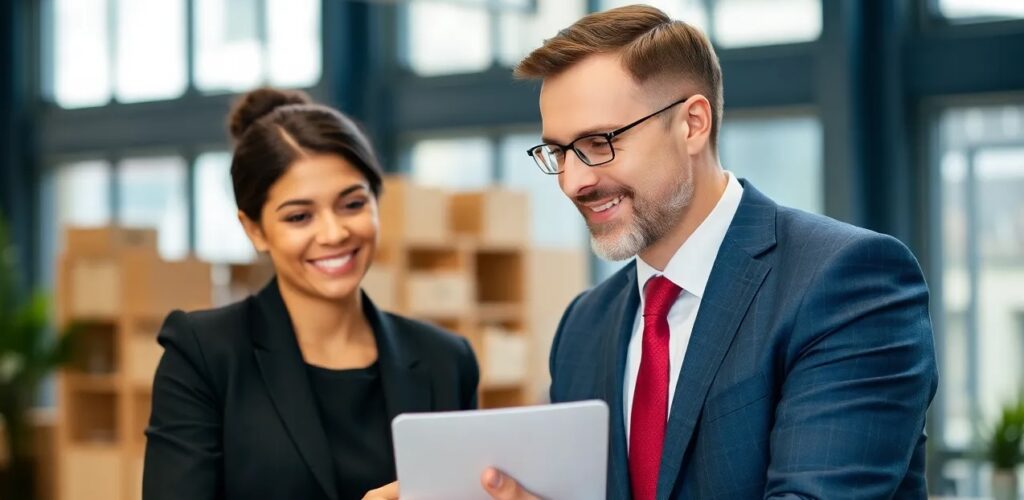 A Successful Woman and Businessman at Work