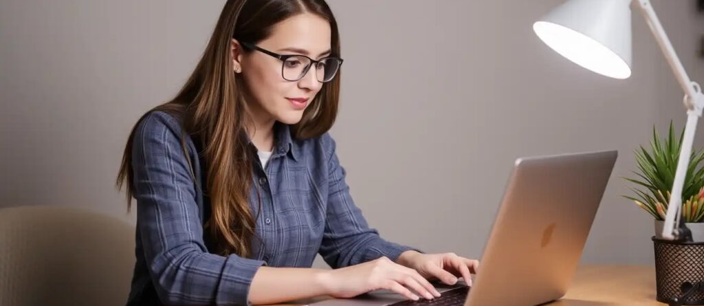 A Woman Searching Information on Laptop A Woman Searching Information on Laptop