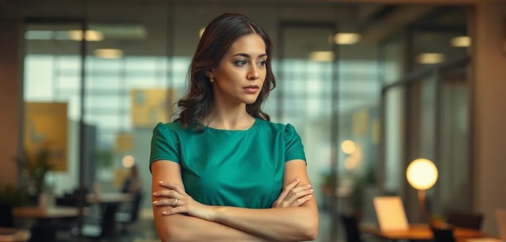 A Woman with Luxury Dress Look Stress at Work