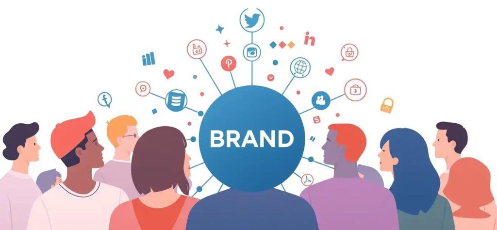 A_brand_community_concept_diverse_people_connected_through_symbols