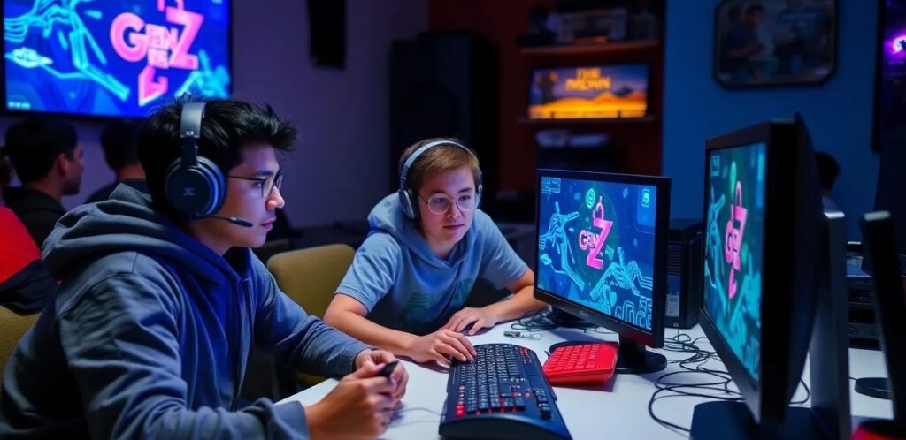Online Community of Gen Z Playing game via computer