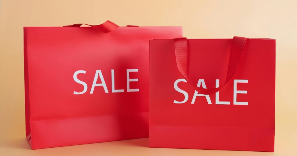 Red Gift Bags With Sale Sign Red Gift Bags With Sale Sign
