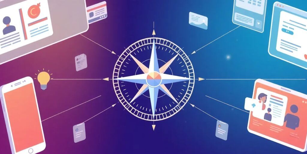 A brand navigating through multiple digital touchpoints A brand navigating through multiple digital touchpoints