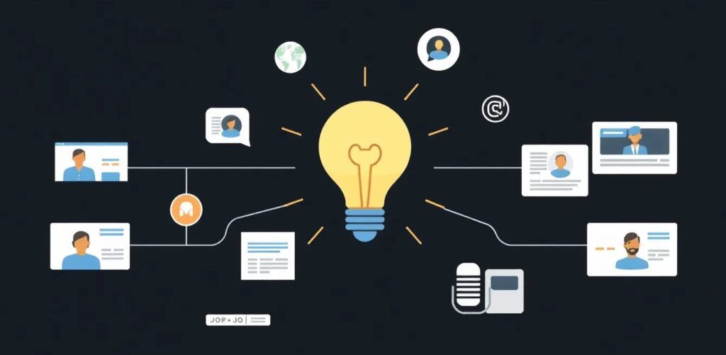 A central strategic idea breaking down into multiple content formats