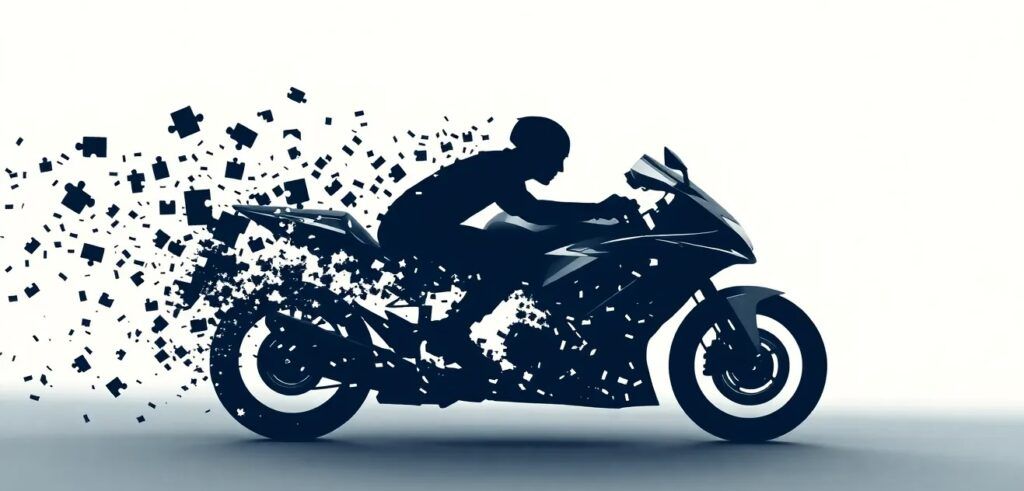 A fast-moving brand silhouette gradually dissolving as it accelerates A fast-moving brand silhouette gradually dissolving as it accelerates