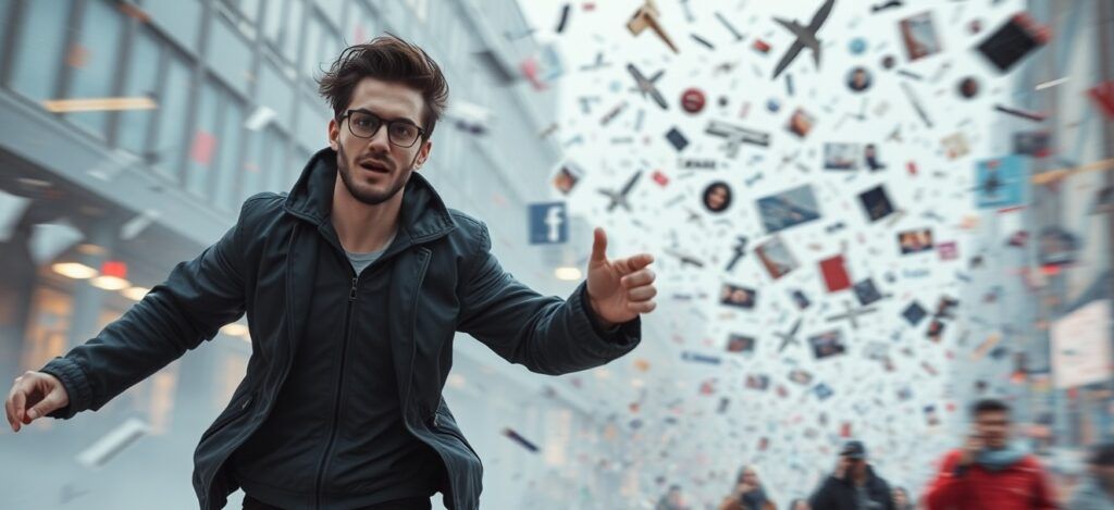 A man running after fast-moving social media trends