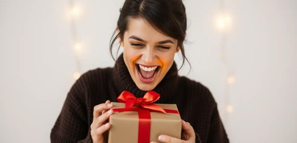 A woman exciting with gift