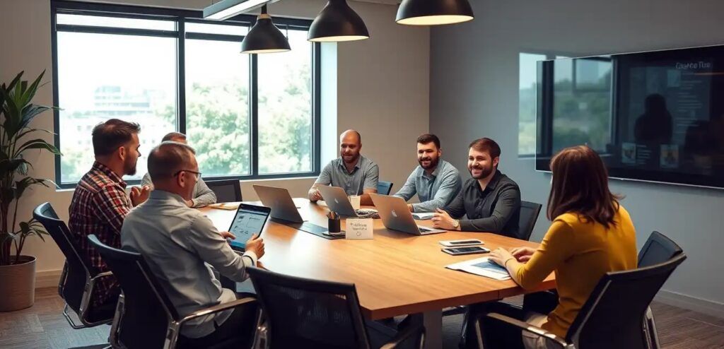 CEO and Full Team in Meeting Room