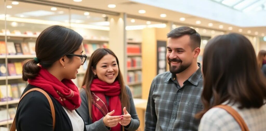 Customers with good experience from staffs in shopping Customers with good experience from staffs in shopping