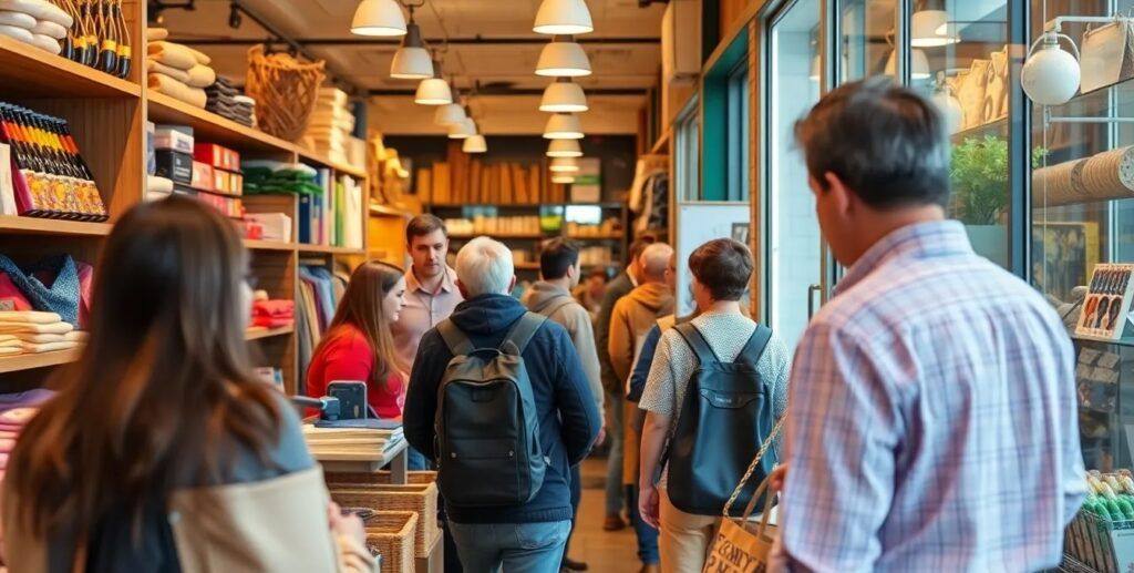 A picture of customers in the same shop shopping
