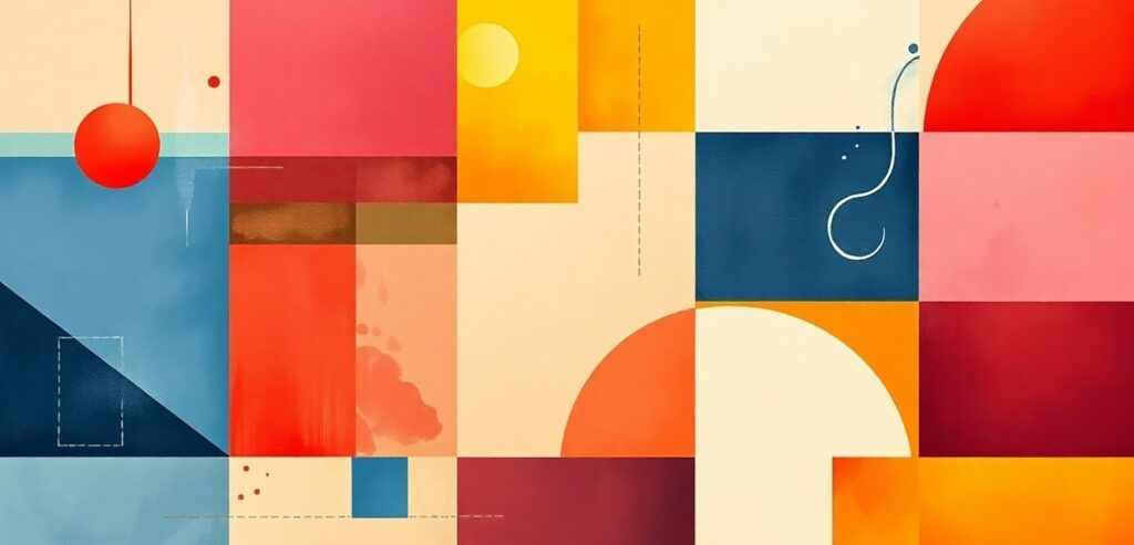 Abstract composition of colors and geometric forms, modern art