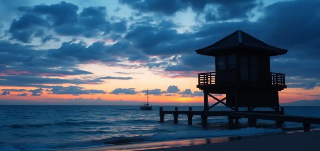 picture of sea at dusk