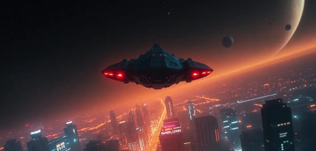 spaceship-fying-over-the-city