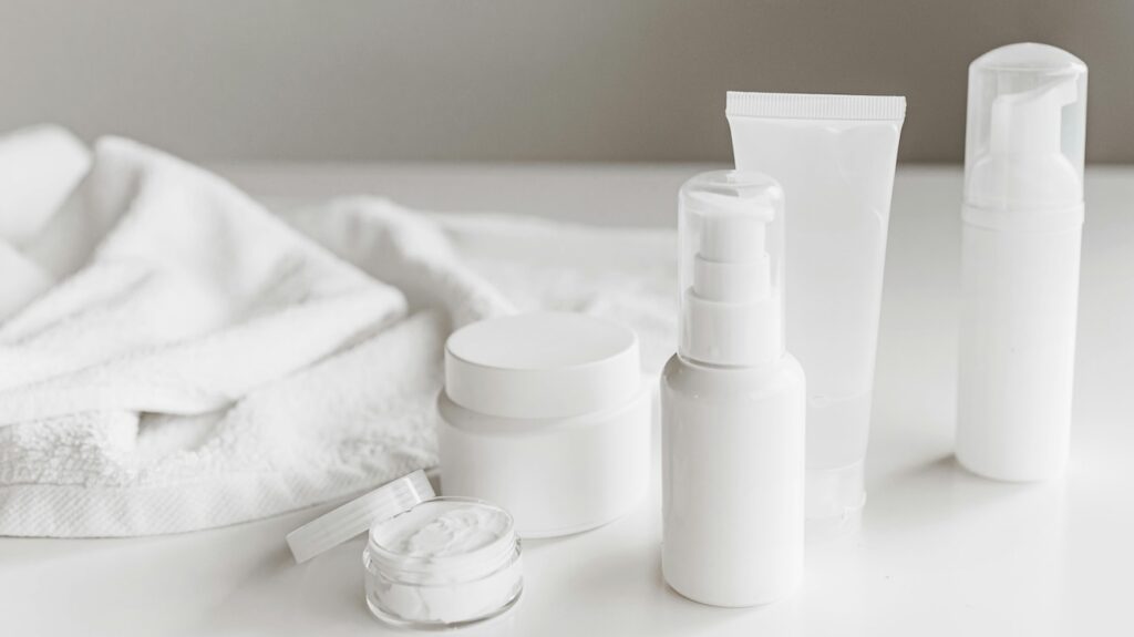 Clean and stylish display of skincare products