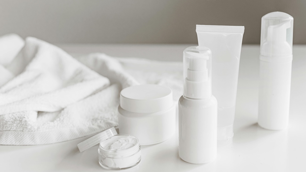 Clean and stylish display of skincare products