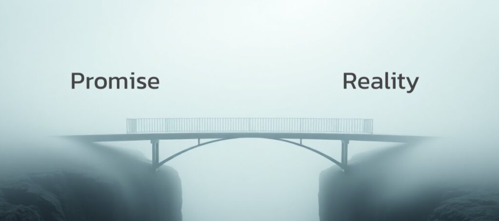 Brand-Promise-vs-Reality-wording-over-the-bridge Brand-Promise-vs-Reality-wording-over-the-bridge