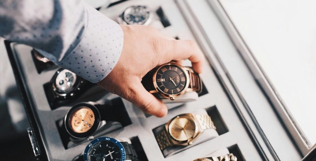 display of luxury watches in an elegant case display of luxury watches in an elegant case