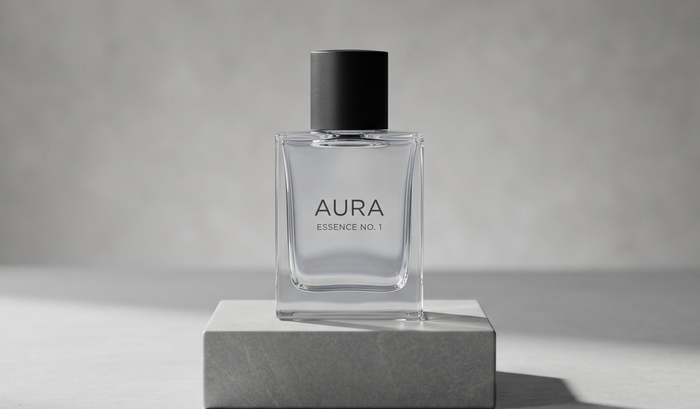High-end luxury product photography of a premium perfume bottle