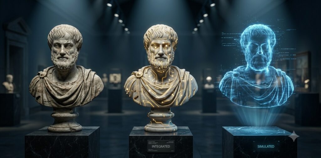 A row of three classical Greek busts on pedestals in a museum setting A row of three classical Greek busts on pedestals in a museum setting