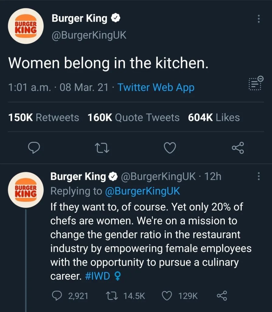 Burger King Women belong in the kitchen Campaign Burger King Women belong in the kitchen Campaign