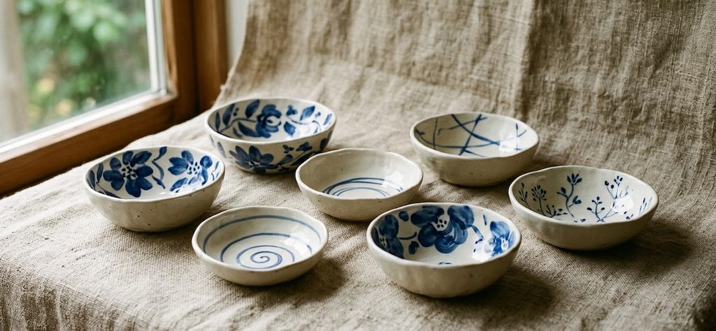 a collection of hand-painted porcelain bowls a collection of hand-painted porcelain bowls