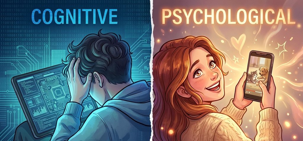 the comparison photo of cognitive and psychological content